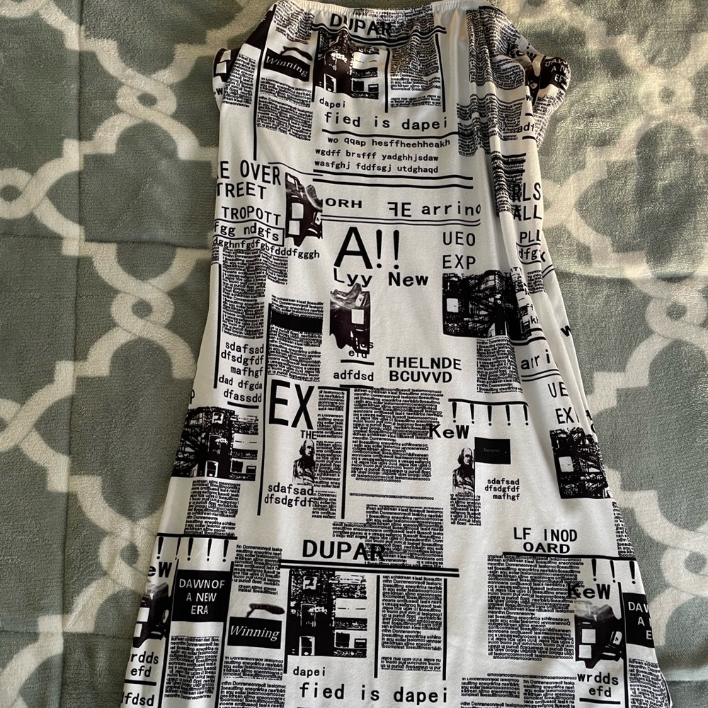 newspaper print cami bodycon mini dress size small